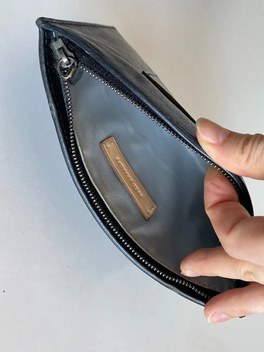 Reed Krakoff Black Leather Pouch Bag Clutch Zip Around Slim